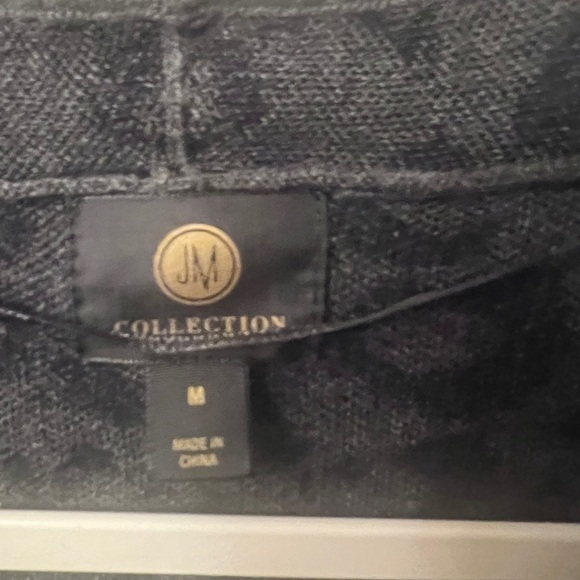 JM Collection Lace Open-Front long Cardigan in Gray and Black animal print 310 - Picture 3 of 9